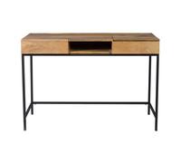 Bureau à rangements industriel bois manguier massif et métal noir L118 cm YPSTER
