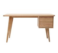 Miliboo Bureau avec rangements 2 tiroirs scandinave Bois Clair chêne L140 cm Fifties