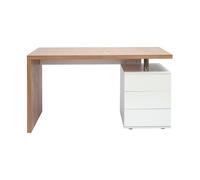 Miliboo Bureau avec rangements 3 tiroirs Design Bois Clair chêne et Blanc L140 cm Calix