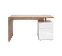 Miliboo Bureau avec rangements 3 tiroirs Design Bois Clair chêne et Blanc L140 cm Calix