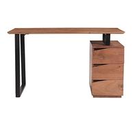 Miliboo Bureau avec rangements 3 tiroirs Industriel Bois Massif et métal Noir L130 cm Horace