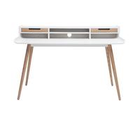 Bureau avec rangements scandinave blanc et bois clair L140 cm OPUS