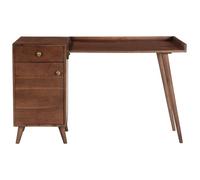 Bureau avec rangements vintage bois massif et métal doré L130 cm ROBY
