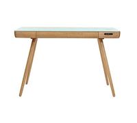 Miliboo Bureau connecté multimédia avec tiroir en Verre et Bois Clair L120 cm Clever