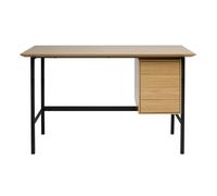 Miliboo Bureau Industriel Finition Bois chêne et métal Noir avec rangements 2 tiroirs L120 cm Maxence