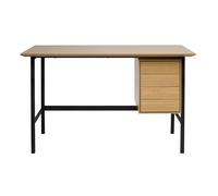 Bureau industriel finition bois chêne et métal noir avec rangements 2 tiroirs L120 cm MAXENCE