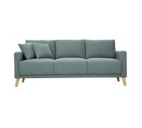 Miliboo Canapé 3 Places en Tissu Vert de Gris et Bois Clair MUNIK