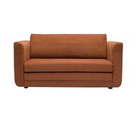 Miliboo - Canapé convertible 2 places en tissu effet velours texturé terre brûlée LEON