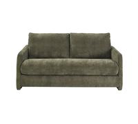 Canapé convertible 2 places en tissu effet velours texturé vert kaki PAULIN