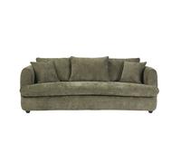 Canapé convertible déhoussable 3-4 places design haricot en tissu effet velours texturé vert kaki SACHA