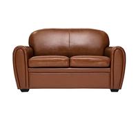 Canapé cuir vintage 2 places marron et bois noir CLUB