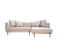 Miliboo - Canapé d'angle droit 4 places en tissu chenille beige et métal noir IVAR