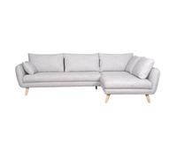 Miliboo Canapé d'angle Droit scandinave 5 Places en Tissu Gris Clair chiné et Bois Clair Creep