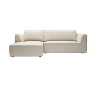 Canapé d'angle gauche design en tissu effet velours texturé beige 3 places GRAMMY