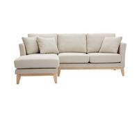 Miliboo - Canapé d'angle gauche scandinave en tissu beige déhoussable et bois clair 3-4 places OSLO