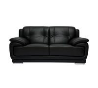 Miliboo - Canapé design 2 places en cuir noir et acier chromé TAMARA