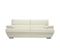 Canapé cuir design 3 places avec têtières ajustables blanc cassé EWING - MILIBOO - Cuir - Contemporain - Design