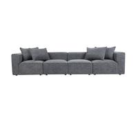 Canapé modulable 5 places en tissu chiné gris foncé KERRY