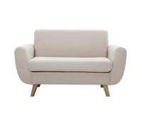 Canapé scandinave 2 places en tissu beige et bois clair PURE