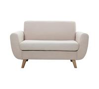 Canapé scandinave 2 places en tissu beige et bois clair PURE