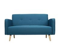 Miliboo Canapé scandinave 2 Places en Tissu Bleu Canard et Bois Clair Ulla