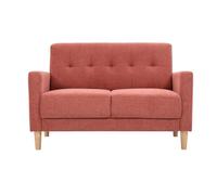 Canapé scandinave 2 places en tissu effet velours texturé terracotta et bois clair MOON