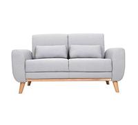 Miliboo Canapé scandinave 2 Places en Tissu Gris Clair et Bois Clair EKTOR