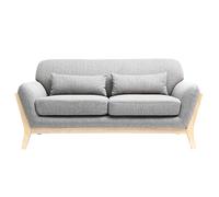 Canapé scandinave 2 places en tissu gris et bois clair YOKO