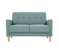 Canapé scandinave 2 places en tissu vert de gris et bois clair MOON