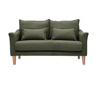 Miliboo - Canapé scandinave 2 places en tissu vert kaki et bois clair KATE