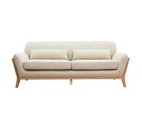 Canapé scandinave 3 places en tissu beige et bois clair YOKO