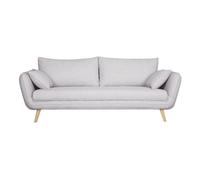 Canapé scandinave 3 places en tissu gris clair chiné et bois clair CREEP
