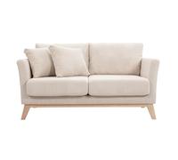 Canapé scandinave déhoussable 2 places en tissu velours côtelé et bois clair OSLO