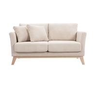 Canapé scandinave déhoussable 2 places en tissu velours côtelé et bois clair OSLO