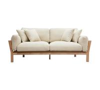 Miliboo - Canapé scandinave déhoussable 3 places en tissu blanc crème et bois clair KYO