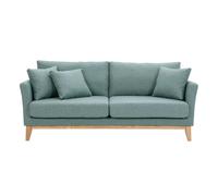 Miliboo - Canapé scandinave déhoussable 3 places en tissu vert de gris et bois clair OSLO