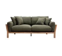 Miliboo Canapé scandinave déhoussable 3 Places en Tissu Vert Kaki et Bois Clair KYO