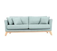 Miliboo - Canapé scandinave déhoussable 3 places en tissu vert lagon et bois clair OSLO
