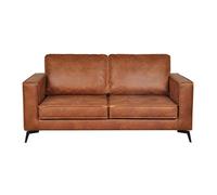Miliboo - Canapé vintage 2-3 places cuir marron cognac aspect vieilli et métal noir SONNY
