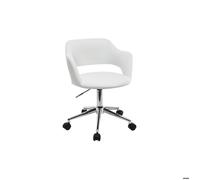Miliboo - Chaise de bureau à roulettes design blanc et acier chromé JESSY