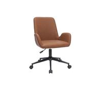 Miliboo - Chaise de bureau à roulettes marron et métal noir ALBAN