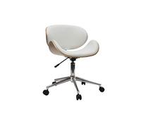 Miliboo Chaise de Bureau Design Blanc et Bois Clair Walnut