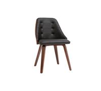 Chaise design noir et bois foncé noyer FLUFFY