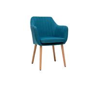 Miliboo Chaise scandinave en Tissu Bleu Canard et Bois Clair Aleyna