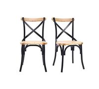 Miliboo Chaises bistrot Bois Clair Massif et métal Noir (Lot de 2) Jake