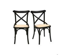 Chaises bistrot en bois noir et cannage en rotin (lot de 2) MARCEL
