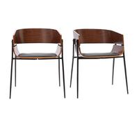 Chaises design bois foncé et métal noir (lot de 2) WESS
