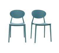 Miliboo Chaises Design empilables Bleu Canard intérieur - extérieur (Lot de 2) Anna