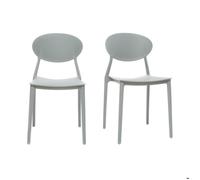 Chaises design empilables gris clair intérieur - extérieur (lot de 2) ANNA