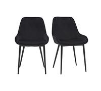Miliboo Chaises Design Noires en Tissu Velours et métal (Lot de 2) Holo